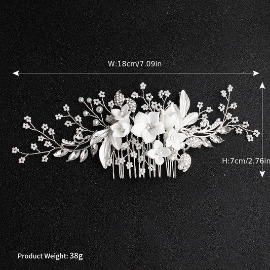 Crystal & Faux Pearl Bridal Comb Hairpiece Wedding Hairpin