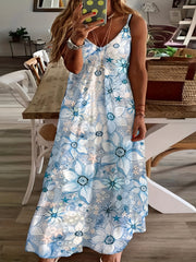 Floral Print V Neck Cami Maxi Dress