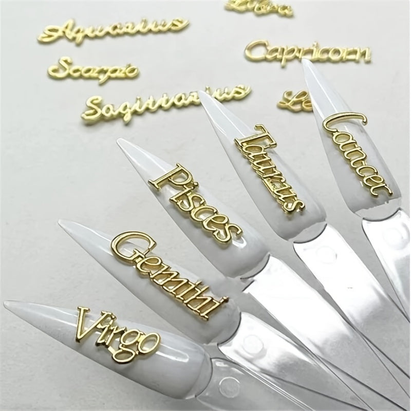 12 Constellation Charms Set Word Nail Charms For Nail Art Decoration