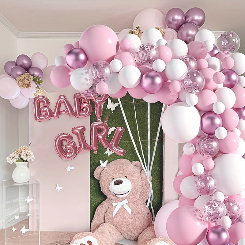 104pcs Party Pink Balloons Metallic Pink Confetti Balloons