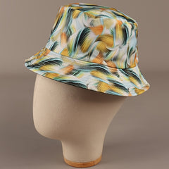 Yellow & Green Reversible Bucket Hat Tassel Print