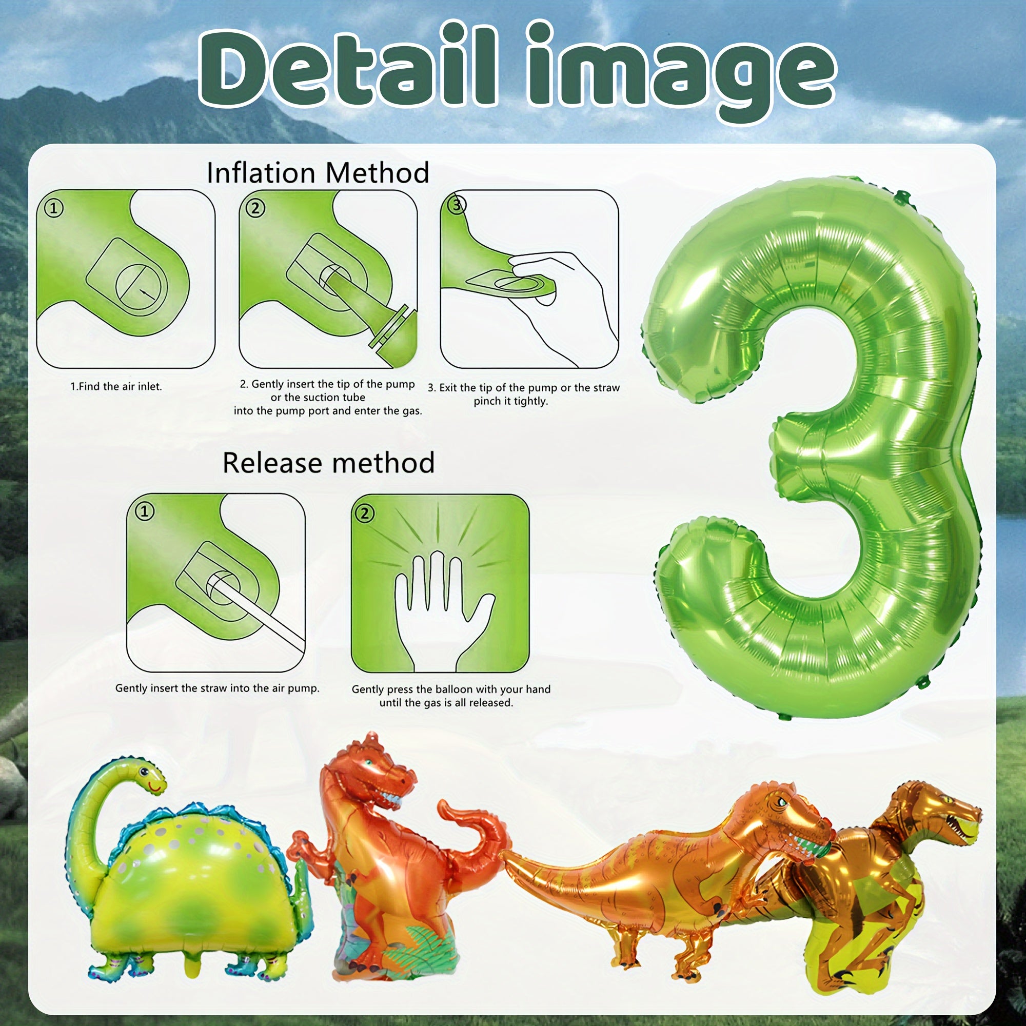 Dinosaur Birthday Decorations Set - Banners, Foil Balloons, Latex Balloons