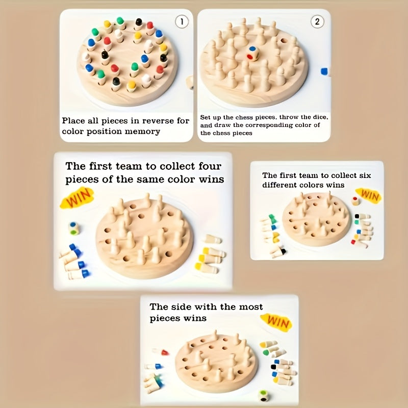 Wooden Parent Memory Board Game with Colorful Pegs