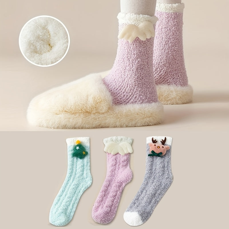3 Pairs Dolls Decor Fuzzy Socks Women's Stockings & Hosiery