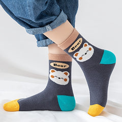 5 Pairs Boys Cartoon Whale Pattern Anti-odor Warm Socks