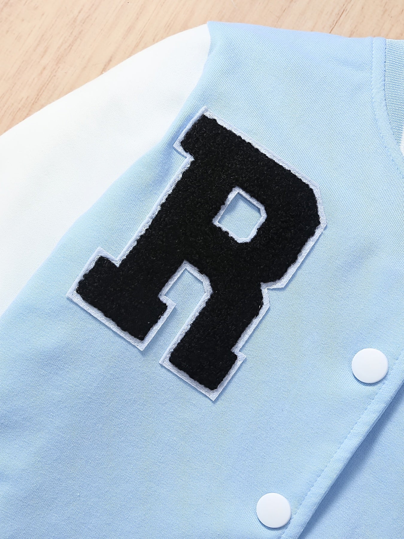 Boys R Embroidered Baseball Collar Varsity Jacket