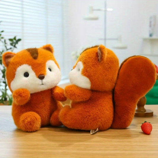Squirrel Plush Toy Doll Soft Orange Stuffed Animal for Kids' Birthdays