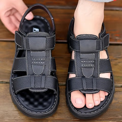 Men's Open Toe Hook And Loop Sandals Non Slip Comfortable Beach Shoes Summer