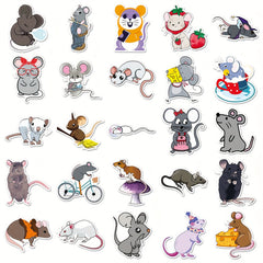 50pcs Mouse Cartoon Animal Stickers for Laptop Helmet Desktop Water Cup