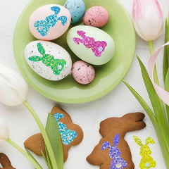 Glitter Easter Bunny Stickers 5 Colors Self Adhesive Journals Party Decor