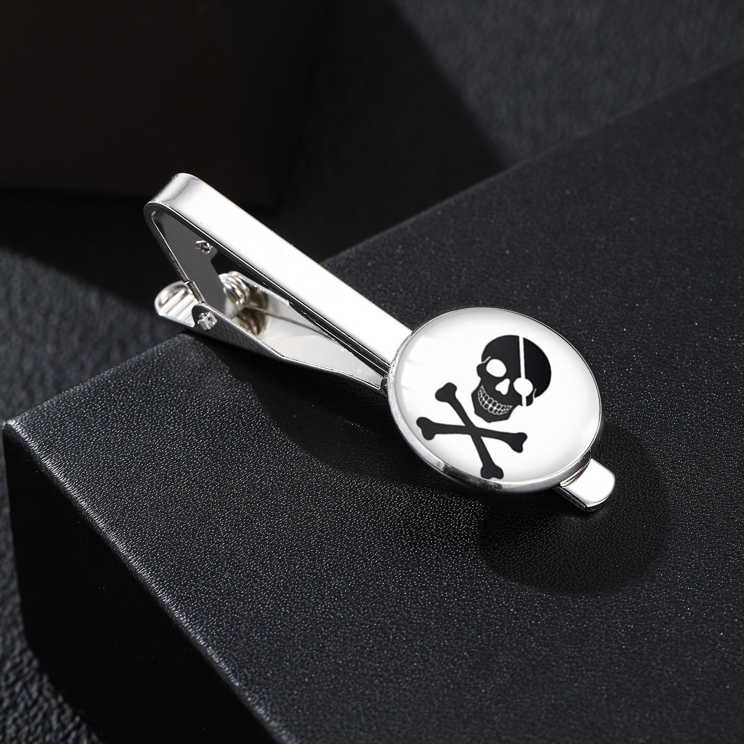 Vintage Skull Pattern Time Stone Men's Tie Clip