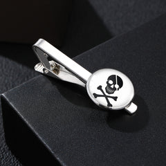 Vintage Skull Pattern Time Stone Men's Tie Clip