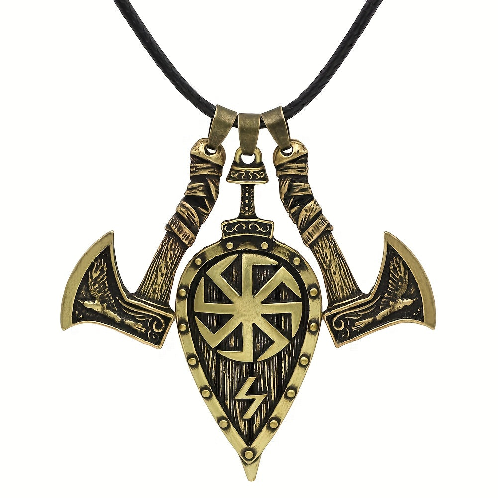 Men's Viking Shield Ax Pendant Necklace Casual Party Jewelry