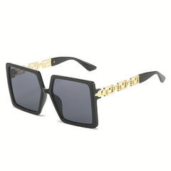 Men's Square Frame Chain Decoration Sunglasses Vintage Eyewear