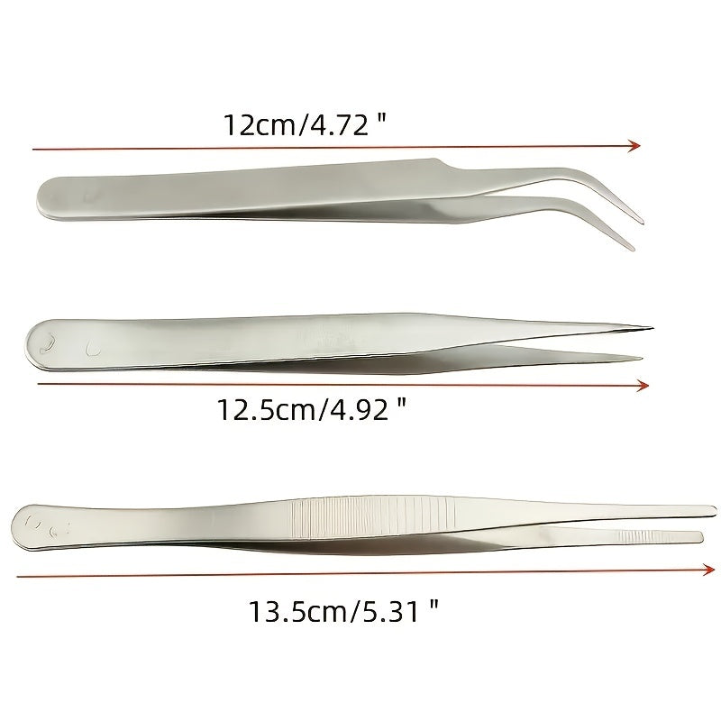 3pcs Electronic Tweezers Set for Industrial Lab Gardening DIY