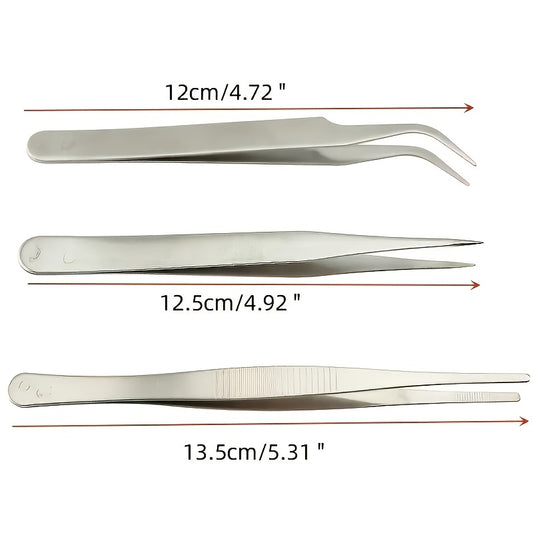 3pcs Electronic Tweezers Set for Industrial Lab Gardening DIY