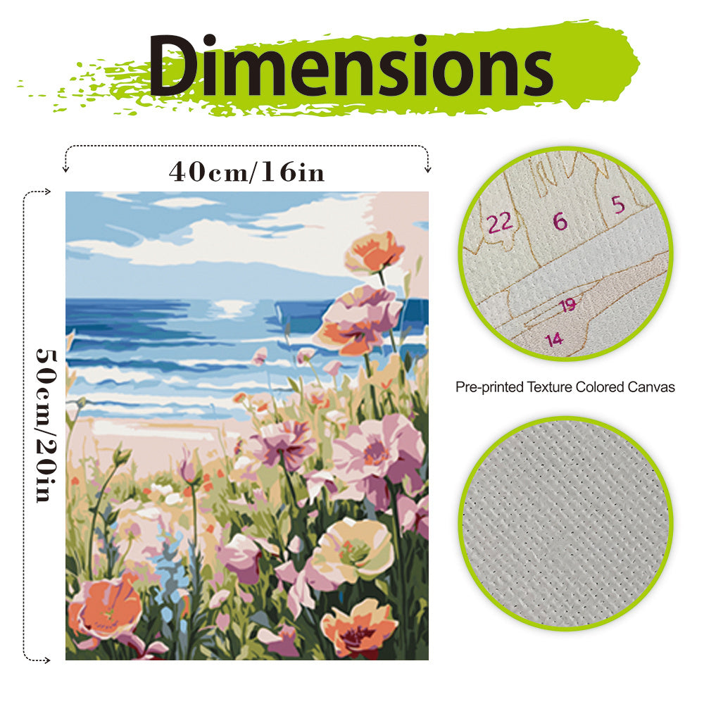 Beach & Wildflowers DIY Paint by Numbers Kit for Adults