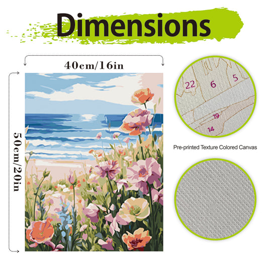 Beach & Wildflowers DIY Paint by Numbers Kit for Adults