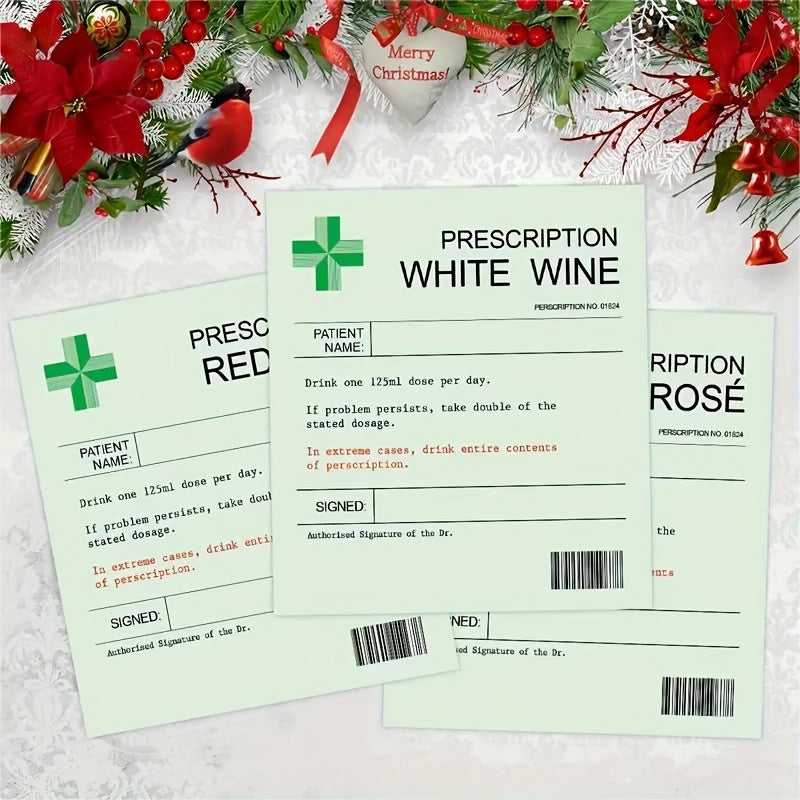 6pcs Funny Prescription Wine Labels Holiday Party Decorations