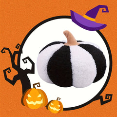 Gothic Halloween Pumpkin Plush Toy 19 3D Fluffy Striped Pumpkin Cushion