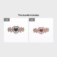 Sparkly Flower Peacock Hair Barrettes Crystal Hair Clips