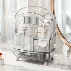 Large Capacity Waterproof Makeup Organizer with Skincare Storage