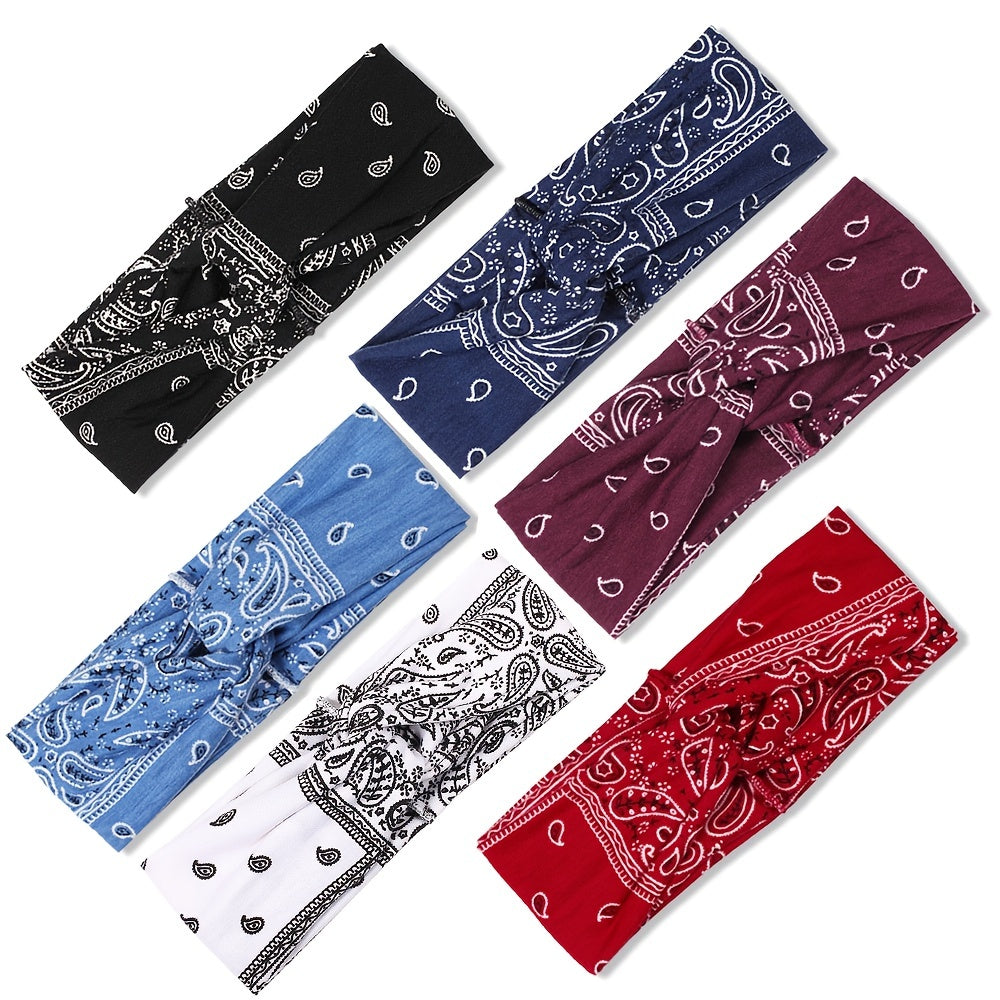 Boho Paisley Knot Wide Headband Stretch Hair Wrap Yoga Running Workout Hairband