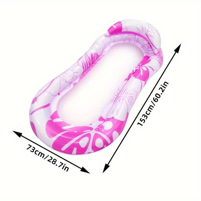 Pink Inflatable Floating Bed with Backrest Swimming Float
