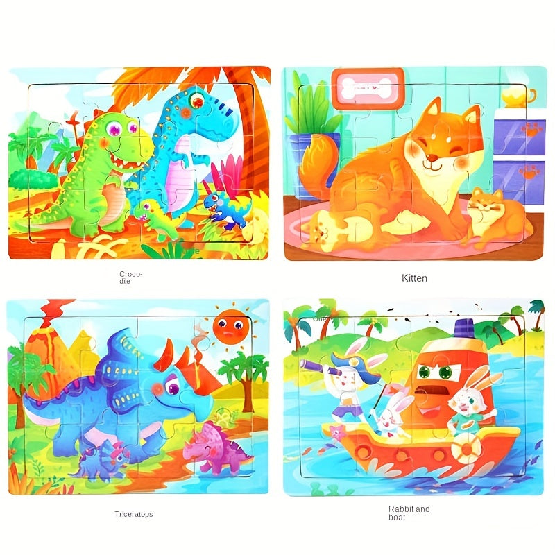 Wooden Jigsaw Puzzle Cartoon Animal Parent Child Theme Educational Toys