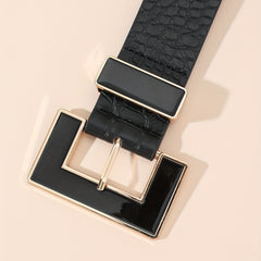  Half Square Buckle Belt Crocodile Pattern PU Belt