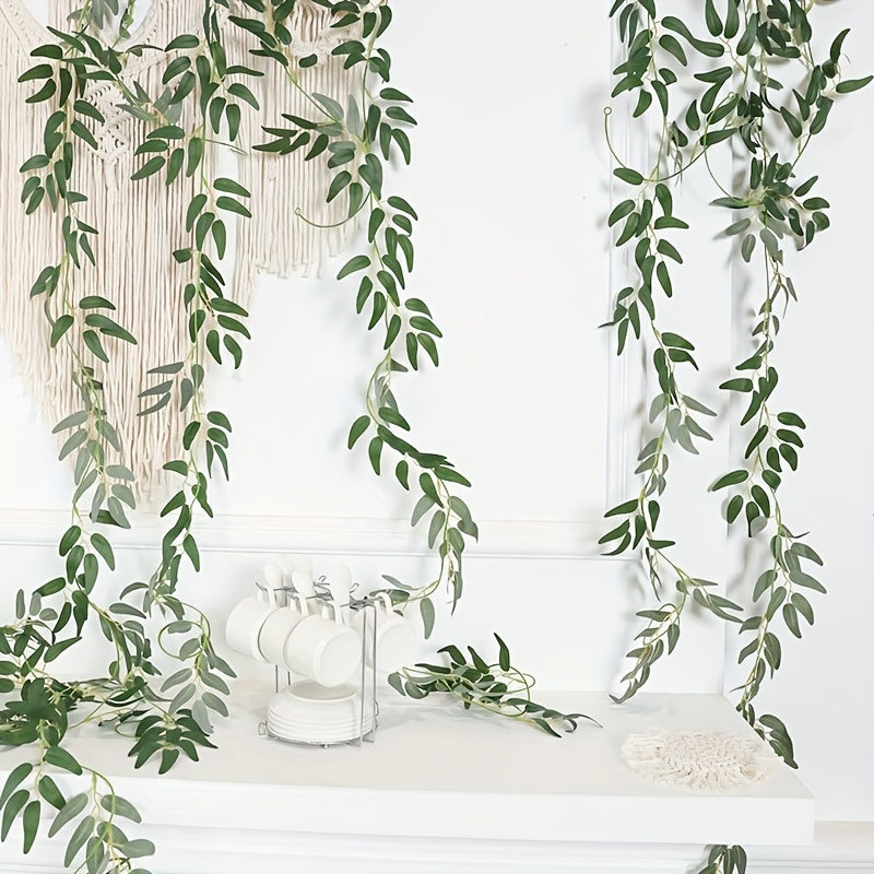Stunning Willow Leaf Vine Hanging Garland for St Patrick's and Christmas Decor