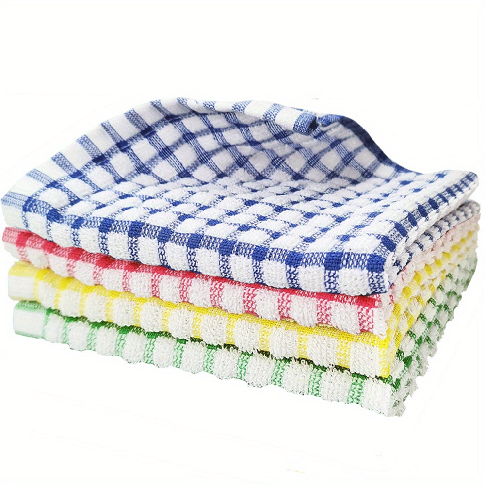 24pcs Waffle Square Dish Cloths Plaid Cleaning Rags Face Towels Kitchen Supplies