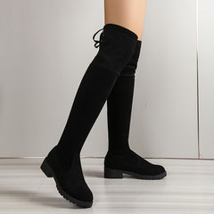 Women's Lace-Up Over-The-Knee Boots Round Toe Pull-On Long Boots