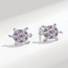 Sterling Silver Opal Turtle Stud Earrings Ocean Jewelry