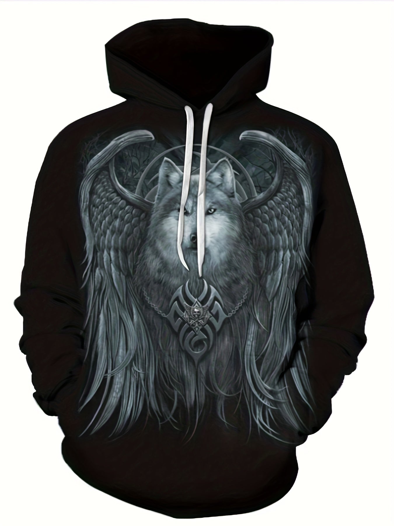 Men's Graphic Print Hoodie with Kangaroo Pocket