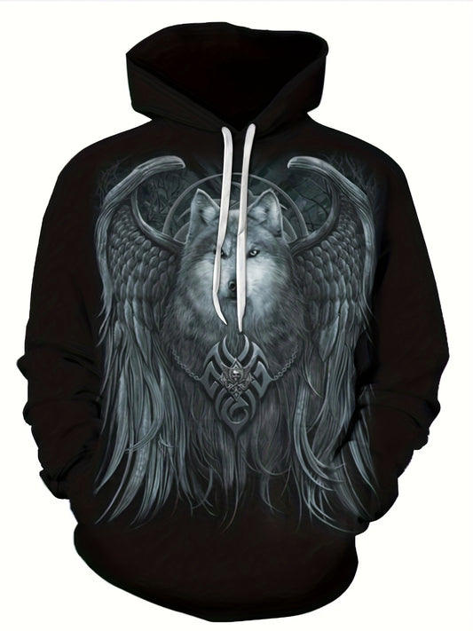 Men's Graphic Print Hoodie with Kangaroo Pocket