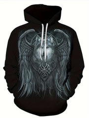 Men's Graphic Print Hoodie with Kangaroo Pocket