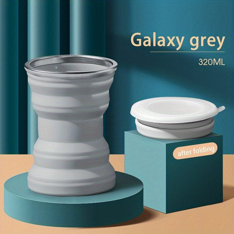 320ML Silicone Folding Cup Outdoor Collapsible Travel Cup With Lids