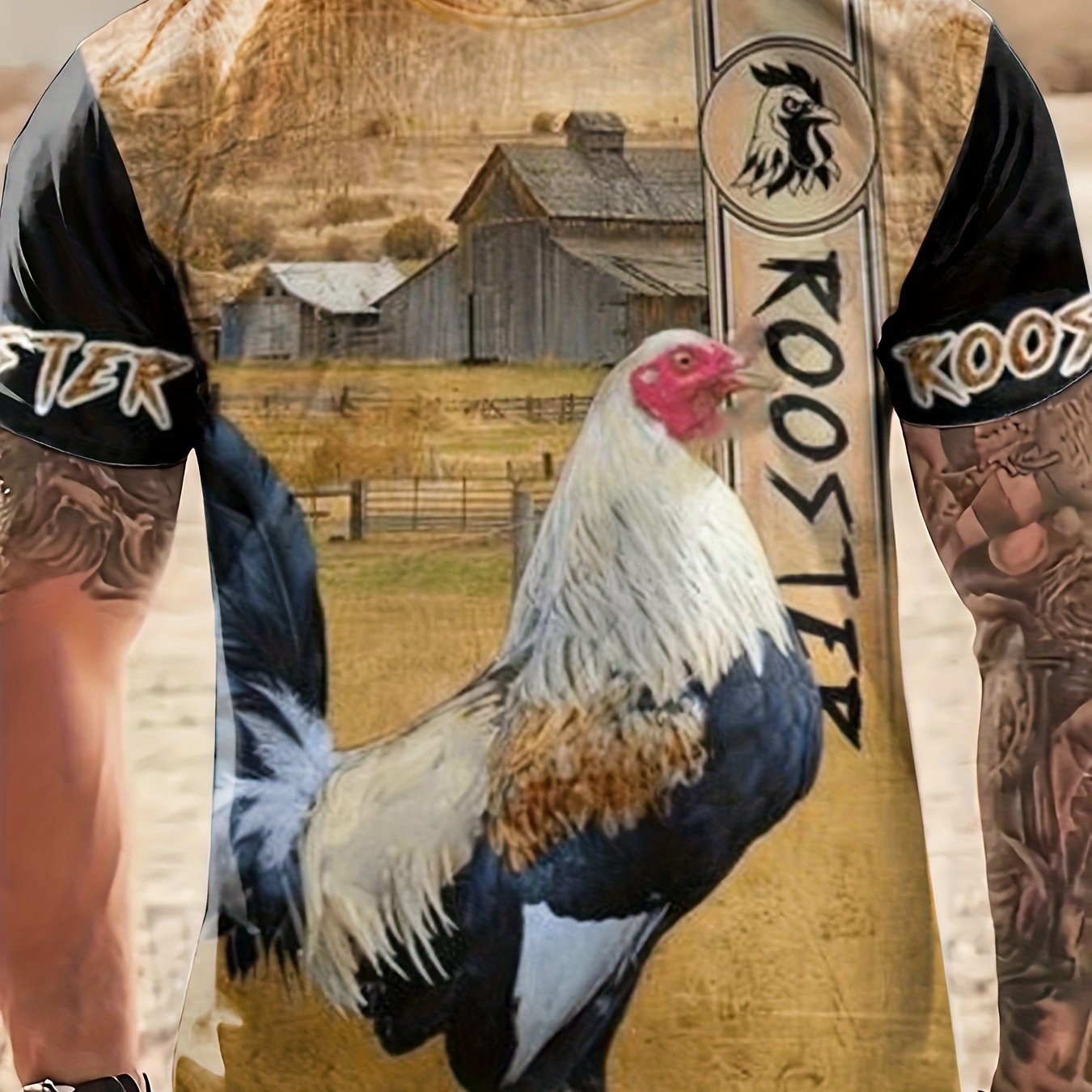Men's Rooster Graphic T Shirt 3D Digital Print Active Slightly Stretch Tee