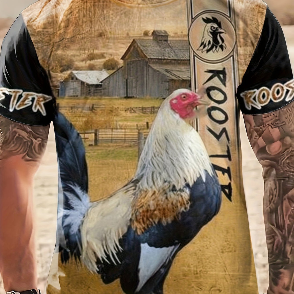 Men's Rooster Graphic T Shirt 3D Digital Print Active Slightly Stretch Tee