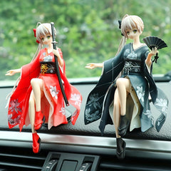 Anime Girl Kimono Figure Car Ornament with Base