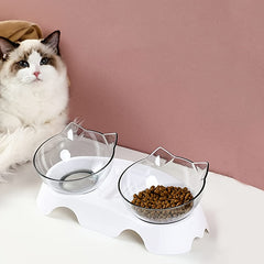 Cat Ear Pet Double Bowl Automatic Water Feeder for Cat Food Dog Basin