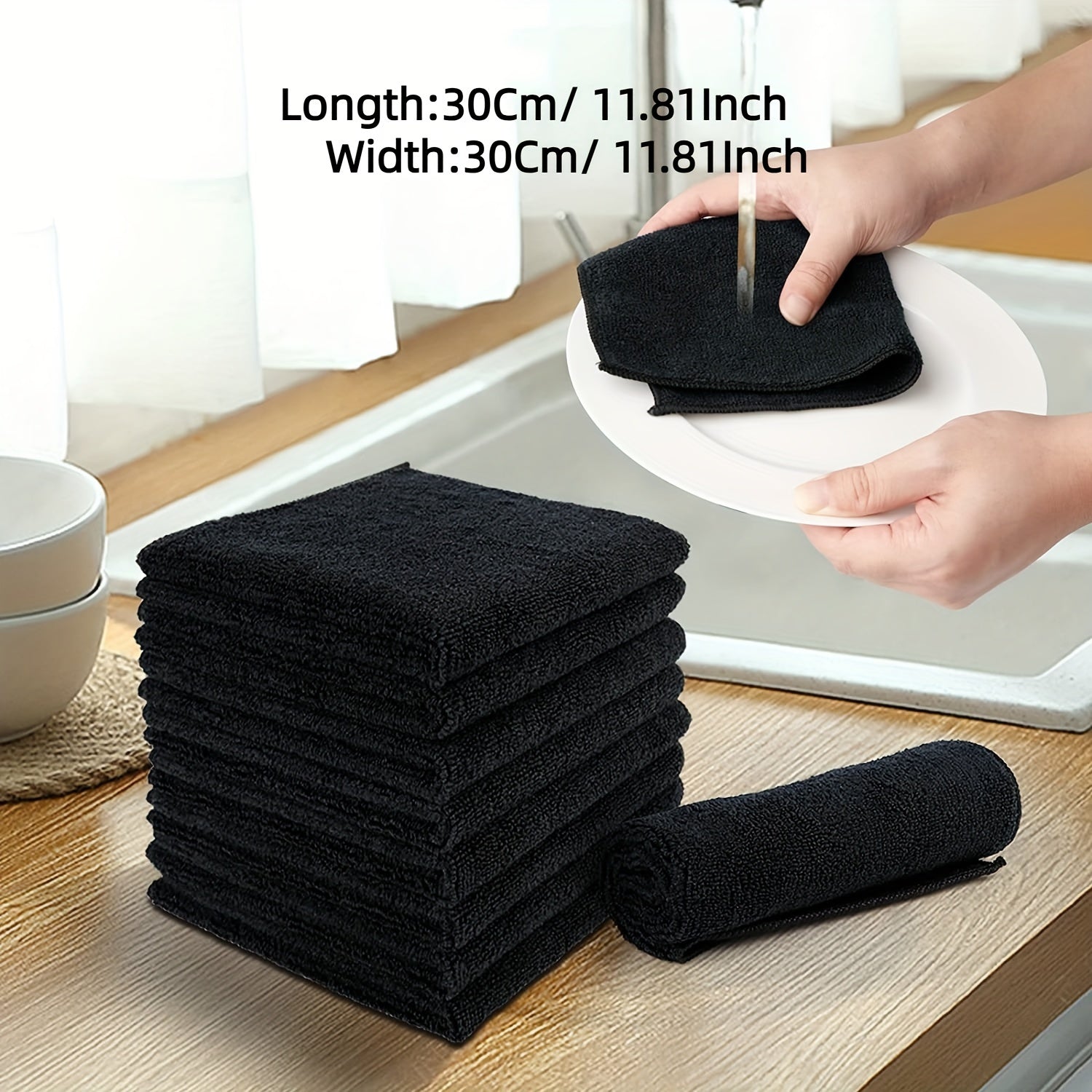 12pcs Microfiber Dish Cloths Absorbent Daily Cleaning Rags Scouring Pads