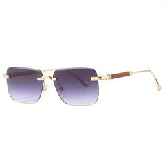 Retro Rimless Sunglasses UV400 Gradient Sun Shades for Summer Travel