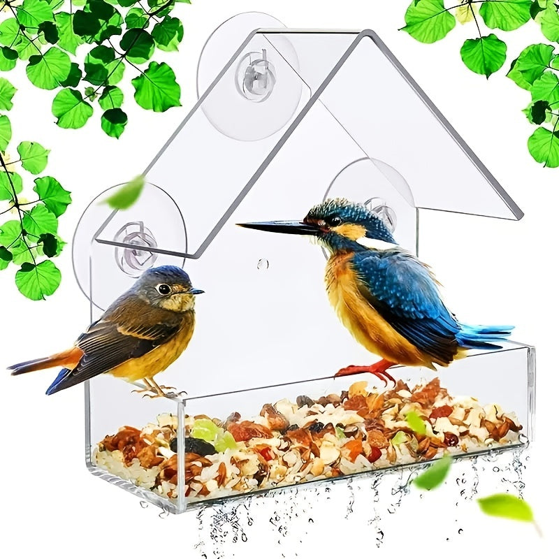 Acrylic Bird Feeders with Suction Cups - Outdoor Bird Food Bowls