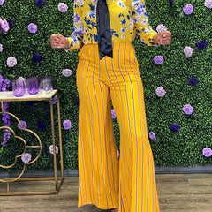 Women's Plus Stripe Print Flared Leg Trousers
