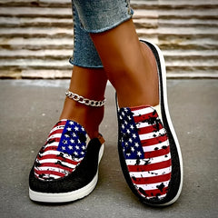 Women's Flag Pattern Slip On Flat Shoes Lightweight Casual Outdoor Shoes