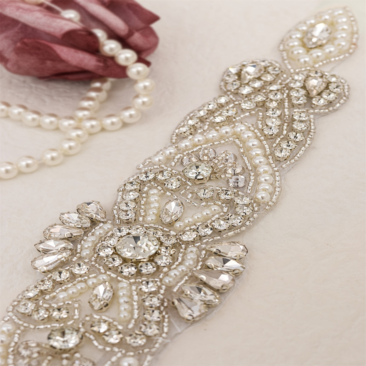 Rhinestone Bridal Belt Wedding Dress Waist Chain Sash Faux Pearl Belt