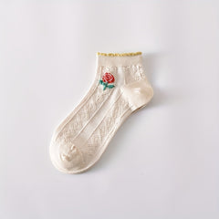 5 Pairs Textured Ruffle Socks Low Cut Women's Stockings