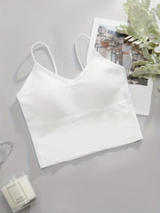 Solid Ribbed Wireless Bras Comfy & Breathable Intimates Bra